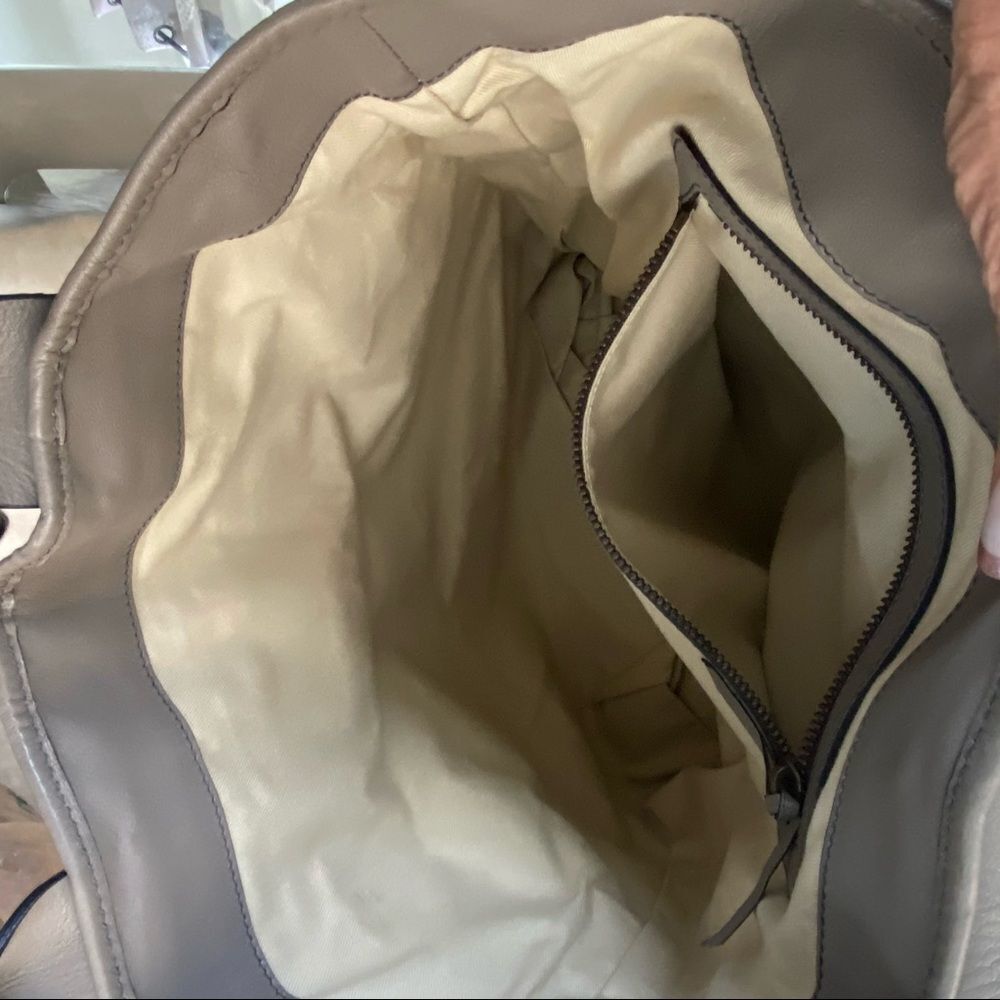 Chloe Taupe Gladys Leather Multi Zippers Tote Bag - Picture 7 of 11